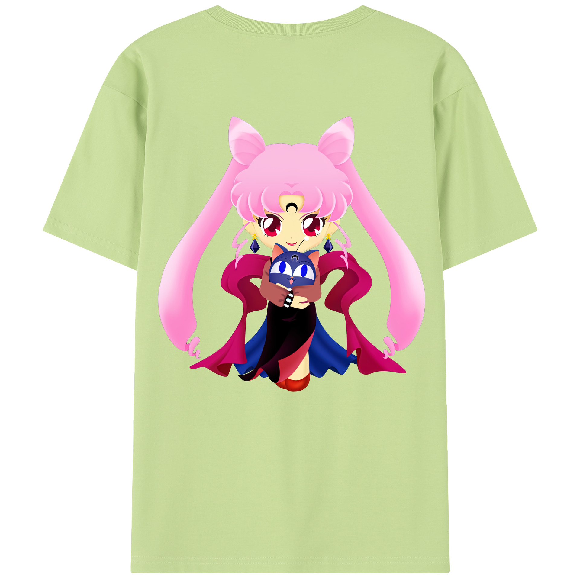 （画像用） 美少女戦士セーラームーン ちびうさ Sailor Moon Chibiusa Tsukino Usagi Small Lady Serenity 綿100％半袖Tシャツ（背面プリント）